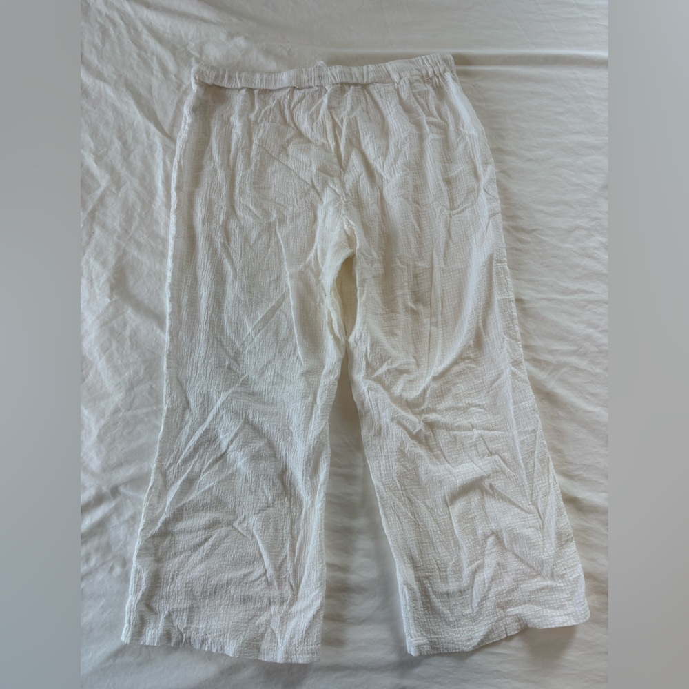 Lightweight White Drawstring Wide-Leg Pants - Picture 10 of 10